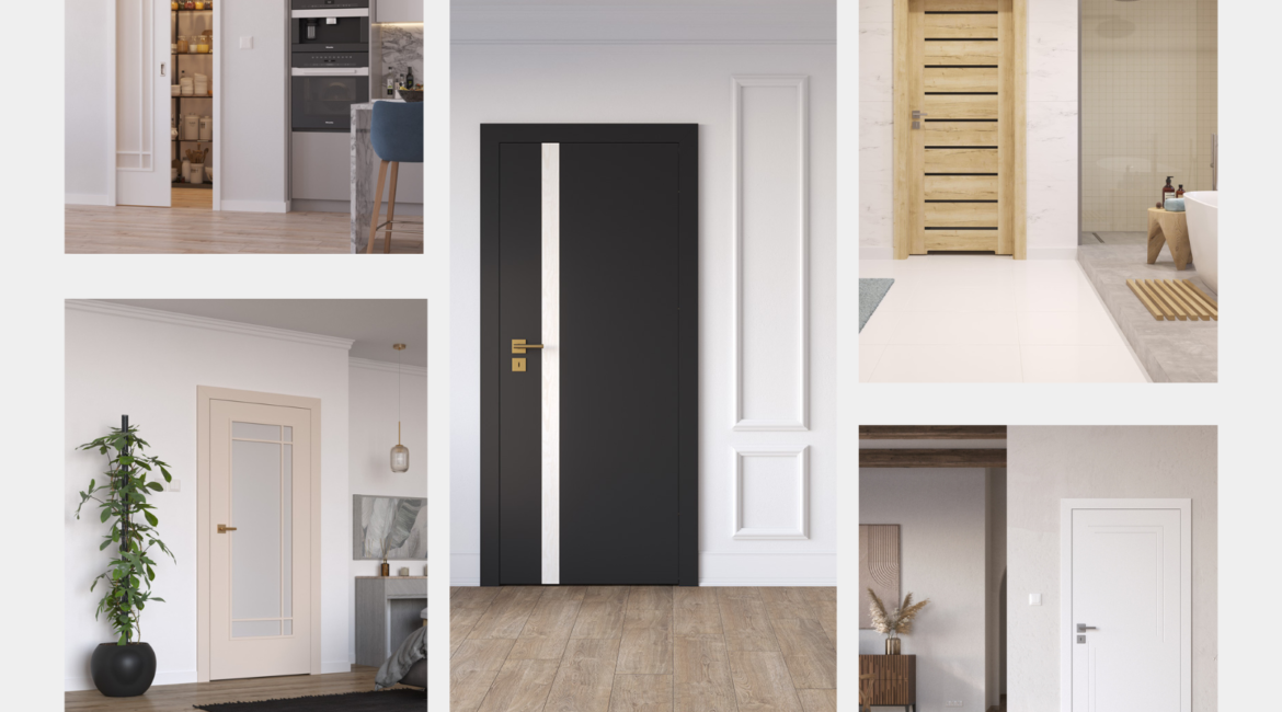 Jasne wnętrze w kolorze Cloud Dancer z nowoczesnymi drzwiami wewnętrznymi Sentis dopasowanymi do Koloru Roku Pantone 2026.